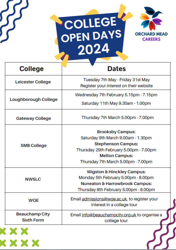 Year 11 College Open Days Orchard Mead Academy TMET Leicester MAT